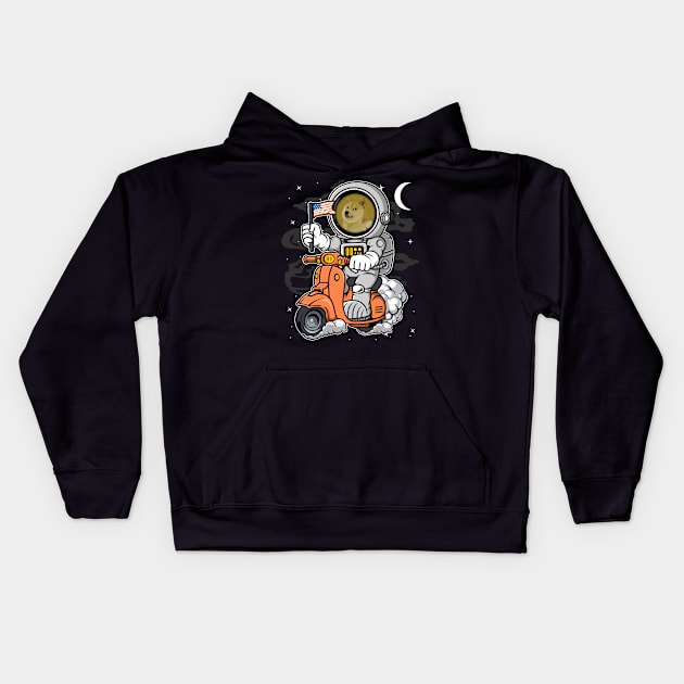 Astronaut Scooter Dogecoin DOGE Coin To The Moon Crypto Token Cryptocurrency Blockchain Wallet Birthday Gift For Men Women Kids Kids Hoodie by Thingking About